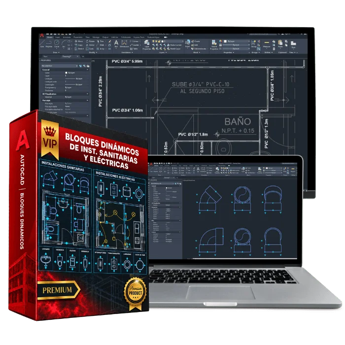 BLOQUES DINÁMICOS — INST. SANITARIAS Y ELÉCTRICAS para AUTOCAD